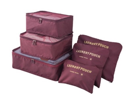 Clothing storage cube bags with laundry pouches 6 PCS - Burgundy